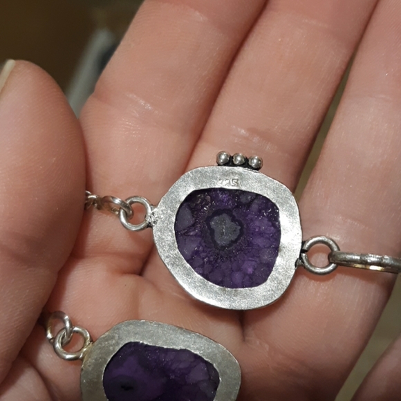 New Purple Solar Quartz 925 Silver Necklace. - Picture 8 of 8